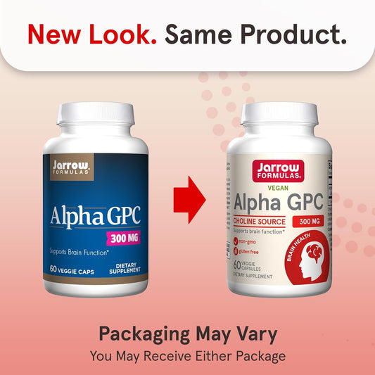 Jarrow Formulas Alpha Gpc, 300Mg, Dietary Supplement, Brain Health Supplements For Adults, 60 Veggie Capsules, 30 Day Supply (Pack Of 12)