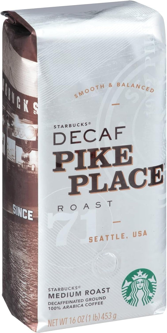 Starbucks® Pike Place Ground Coffee, Decaffeinated, Medium Roast, Per Bag