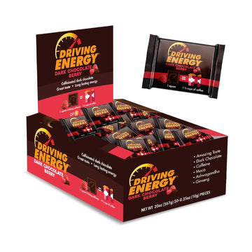 ZenEvo – Driving Energy Berry Dark Chocolate With Caffeine - Caffeinated Chocolate Energy Bites – Low Calorie, Kosher, Gluten Free Snack – 50 Count