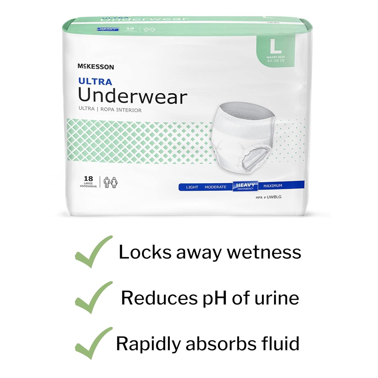 McKesson Ultra Underwear, Incontinence, Heavy Absorbency, Large, 18 Count : Health & Household