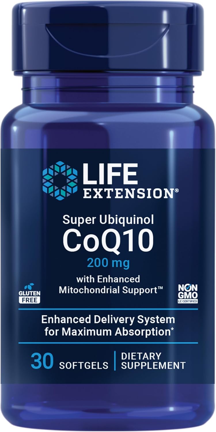 Life Extension Super Ubiquinol Coq10 With Enhanced Mitochondrial Support – 200 Mg, Shilajit – Promotes Heart Health, Cell Energy, Oxidative Stress – Gluten-Free, Non-Gmo – 30 Softgels