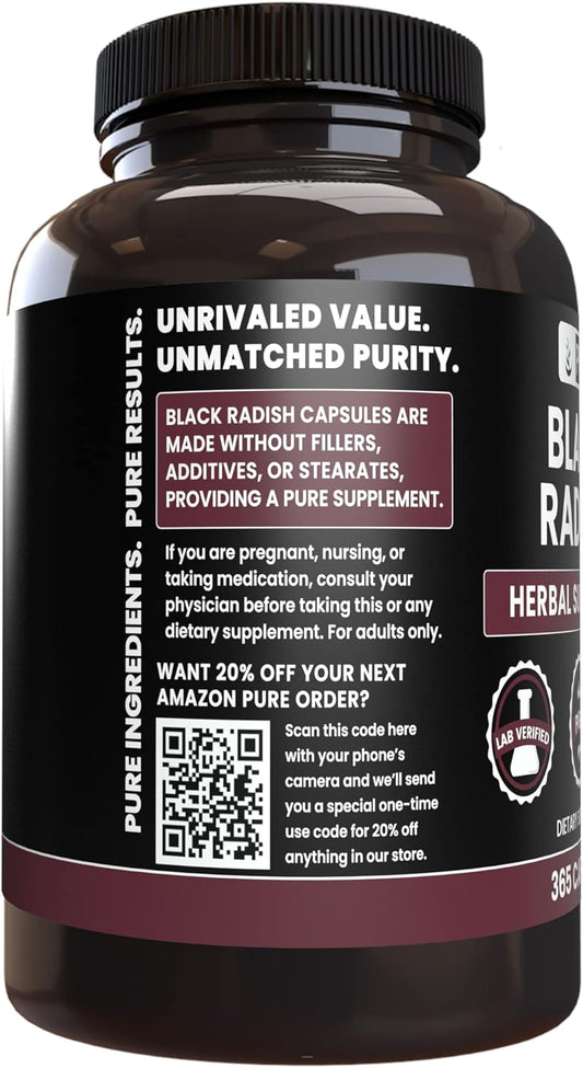 Pure Original Ingredients Black Radish (365 Capsules) No Magnesium Or Rice Fillers, Always Pure, Lab Verified