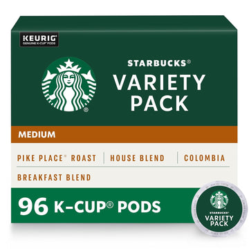 Starbucks K-Cup Coffee Pods—Medium Roast Coffee—Variety Pack—100% Arabica—1 Box (96 Pods)
