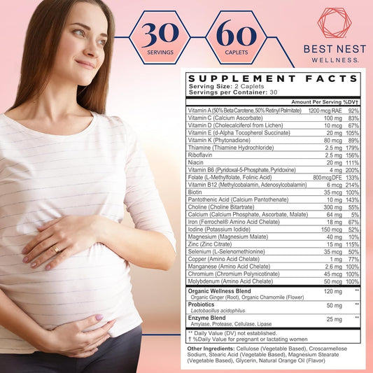 Best Nest Wellness Mama Bird Am/Pm Prenatal Vitamins For Women: Methylated Multivitamin With Choline B12 & Methylfolate (Folic Acid), Pregnancy Vitamins For Women, W/Herbal Blend, 2X Daily, 60 Ct