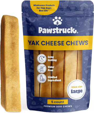 Pawstruck Monster Yak Dog Chew (6-7 oz.) [5 Pack] Natural Himalayan Yak & Cow Milk/Cheese Long-Lasting, Jumbo Treat for Dog, Best XL Thick Chew Stick