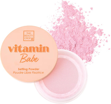 The Beauty Crop Vitamin Babe Setting Powder - Talc-Free Loose Powder For Flawless Finish - Pink Shade - 0.35 Oz