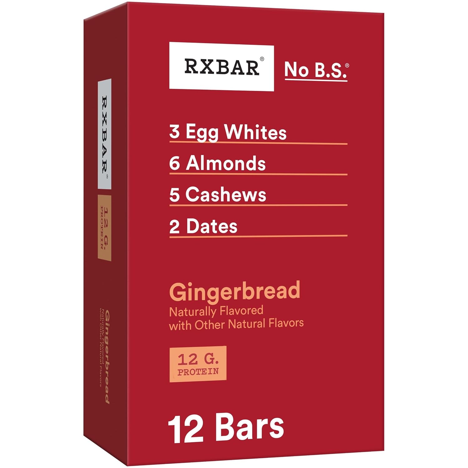 Rxbar Protein Bars, Protein Snack, Snack Bars, Gingerbread, 22Oz Box (12 Bars)