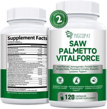 Saw Palmetto Prostate Health Supplement For Men- 2 Month Supply - All Natural Formula With Ashwagandha, Pumpkin Seed, Stinging Nettle For Prostate, Dht Blocker, Urinary Wellness And Hormone Balance
