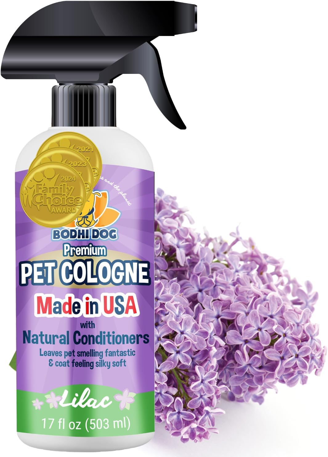 Bodhi Dog Natural Dog Cologne | Premium Scented Deodorizing Body Spray For Dogs & Cats | Neutralizes Strong Odors | Dog Perfume With Natural Dog Conditioner | Made In Usa (Lilac, 17 Fl Oz)