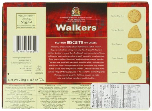 Walker'S Shortbread Assorted Oat Crackers, Scottish Biscuits For Cheese, 8.8 Oz Box