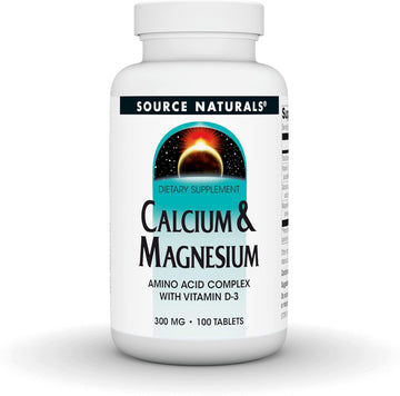 Source Naturals Calcium & Magnesium, Amino Acid Chelate with Vitamin D-3, 300 MG - 100 Tablets