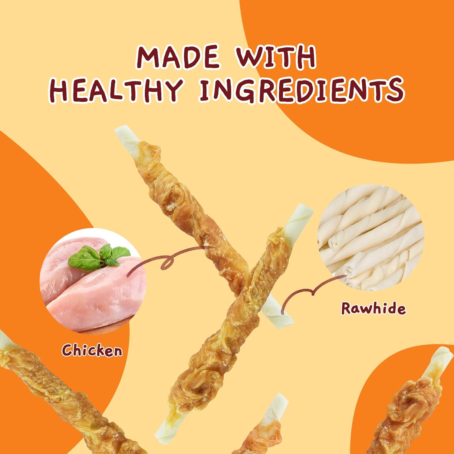 Jungle Calling Dog Treats, Chicken Wrapped Rawhide Sticks for Dogs, Grain-Free Natural Small Dogs Training Treats, Pet Chew Snacks,10.6 oz : Pet Supplies