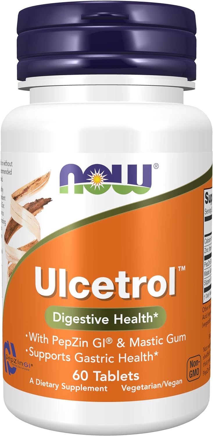 NOW Supplements Ulcetrol?, Digestive Health*, With PepZin GI? & Mastic Gum, Supports Gastric Health*, 60 Tablets