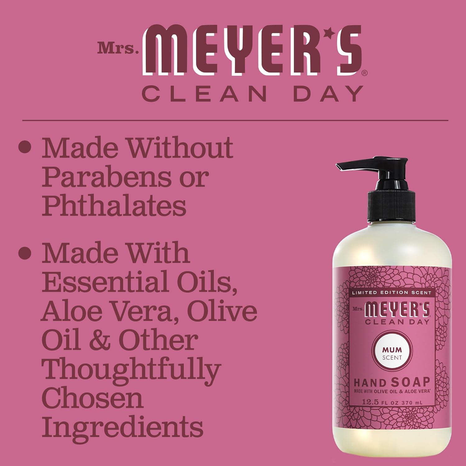 MRS. MEYER'S CLEAN DAY Hand Soap Mum (12.5 Fl Oz (Pack of 1), Gel) : Beauty & Personal Care
