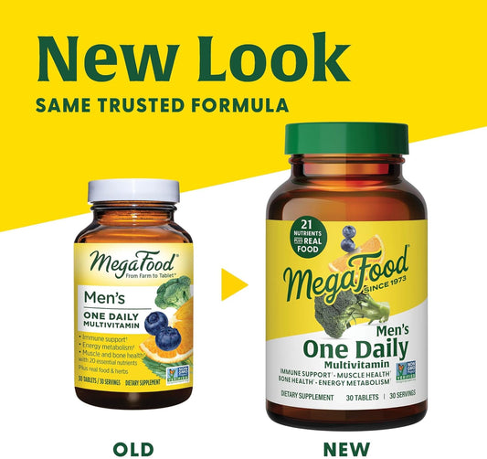 Megafood Men'S One Daily Multivitamin - With Zinc, Selenium, B Vitamins, D, And Real Food - Immune Support - Energy Metabolism - Muscle And Bone Health - Vegetarian - 60 Tabs