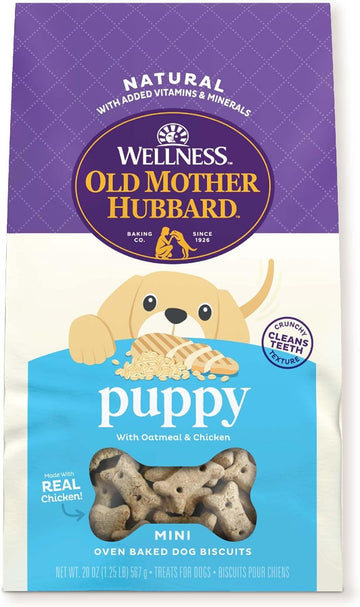 Old Mother Hubbard By Wellness Classic Natural Puppy Treats, Crunchy Oven-Baked Biscuits, Ideal For Training, Mini Size Dog Treats, 20 Ounce Bag