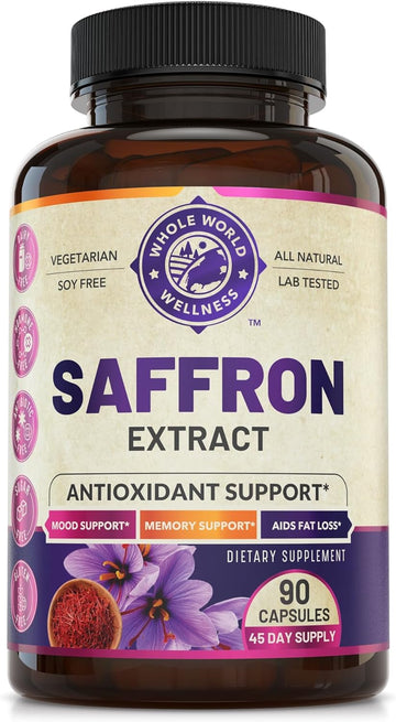 Saffron Supplements - 100% Pure Saffron Extract for Weight Loss - Mood Enhancer & Metabolism Booster. Natural Appetite Suppressant Diet Pills for Women & Men. Made in USA. 90 Servings