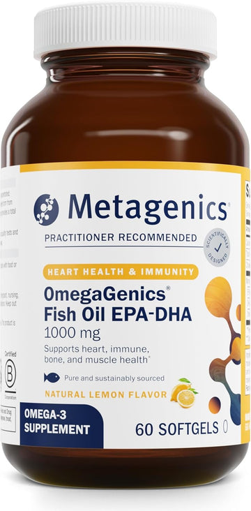 Metagenics Omegagenics Fish Oil Epa-Dha 1000 - Omega-3 Fish Oil Supplement - For Heart Health, Musculoskeletal Health & Immune System Health* - With Dha & Epa - 60 Softgels