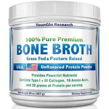 Bone Broth Beef Protein Powder 20 Oz, High Collagen & Gelatin From Grass Fed Bovine, Delicious Marrow Benefits For Soups & Sipping Broths, Unflavored Animal Based Keto Concentrate