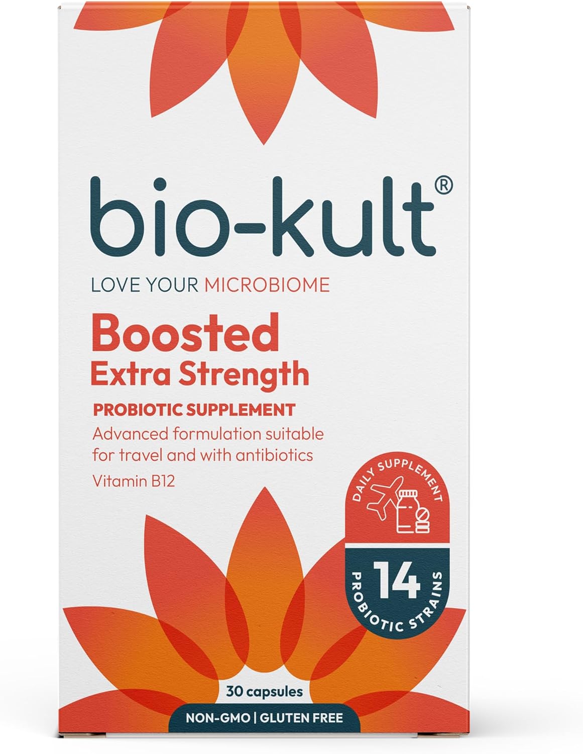 Bio-Kult Boosted Gut Health Probiotic Supplement,14 Strains, Probiotics for Women & Men, Immune Support, 4X Power, VIT B12, Digestive Health, Shelf-Stable, Gluten-Free, Capsules, 30 Count (Pack of 1)