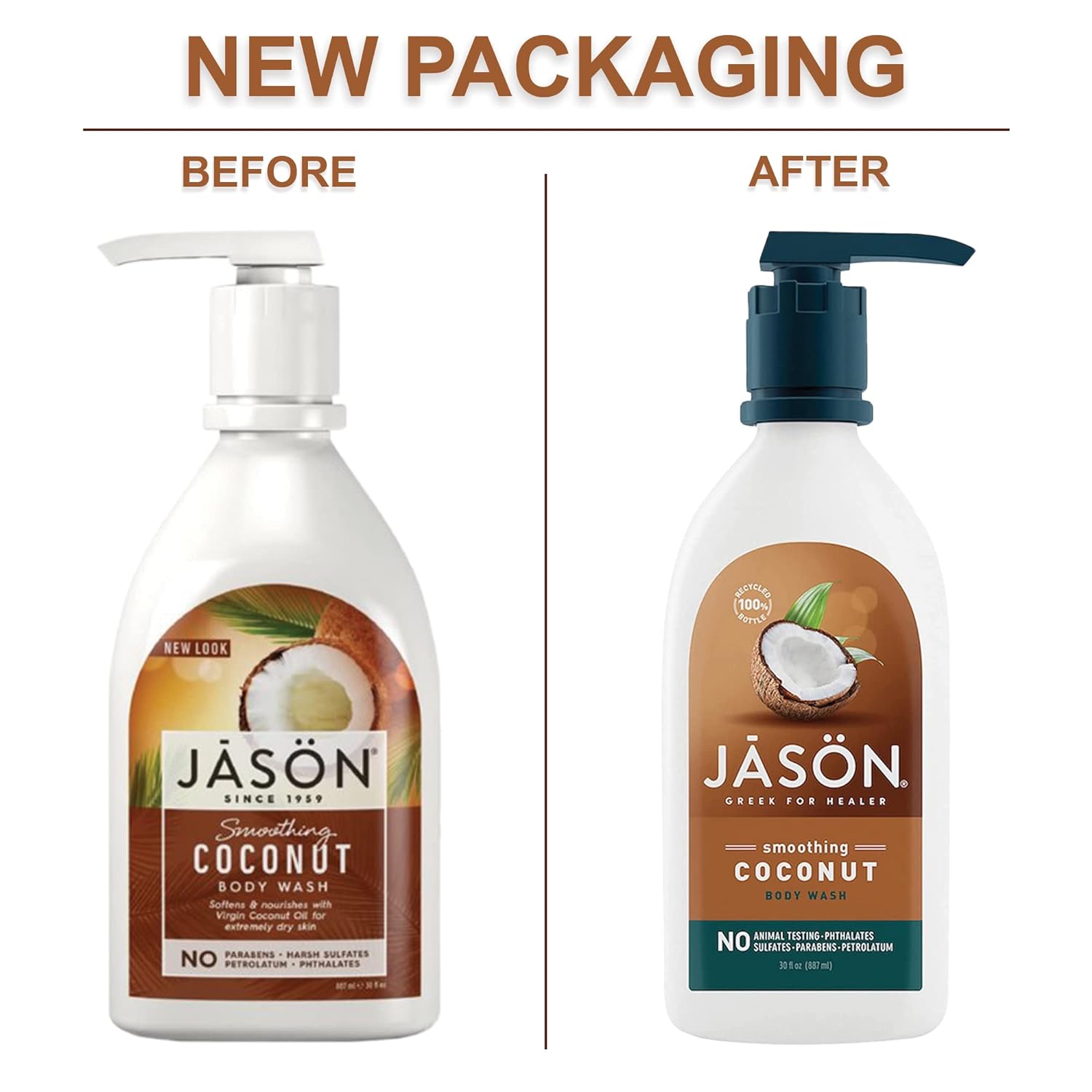 Jason Natural Body Wash & Shower Gel, Smoothing Coconut, 30 Oz : Beauty & Personal Care