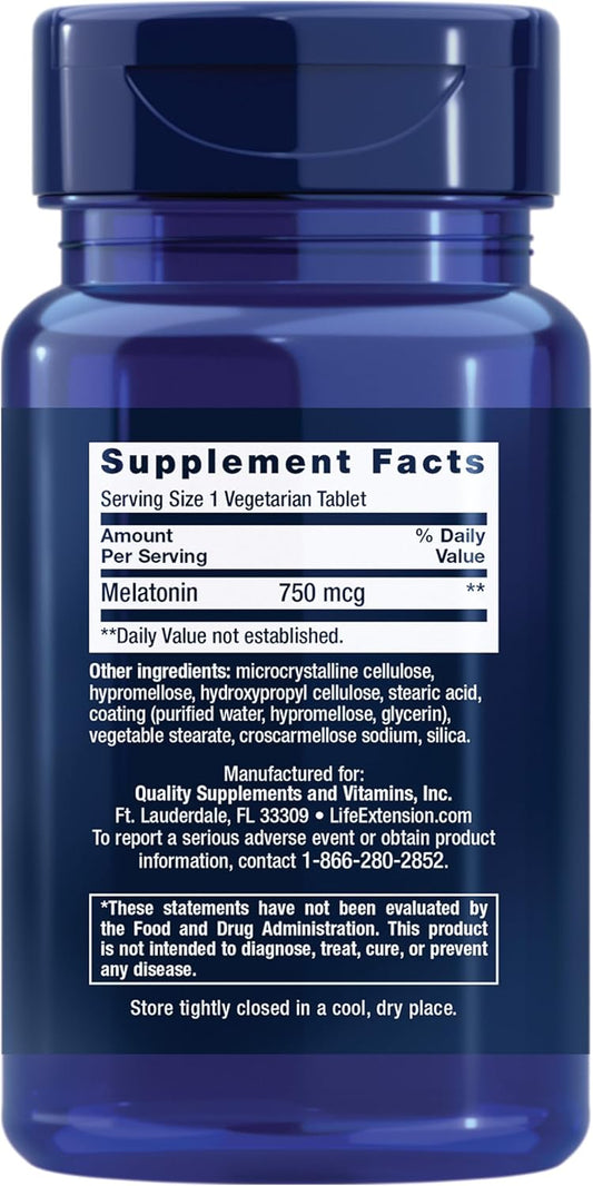 Life Extension Melatonin 6 Hour Timed Release, 750 Mcg, Extended-Release Formula For Gentle Sleep Support, Healthy Circadian Rhythms, Cellular Defense, Gluten-Free, Non-Gmo, Vegetarian, 60 Tablets