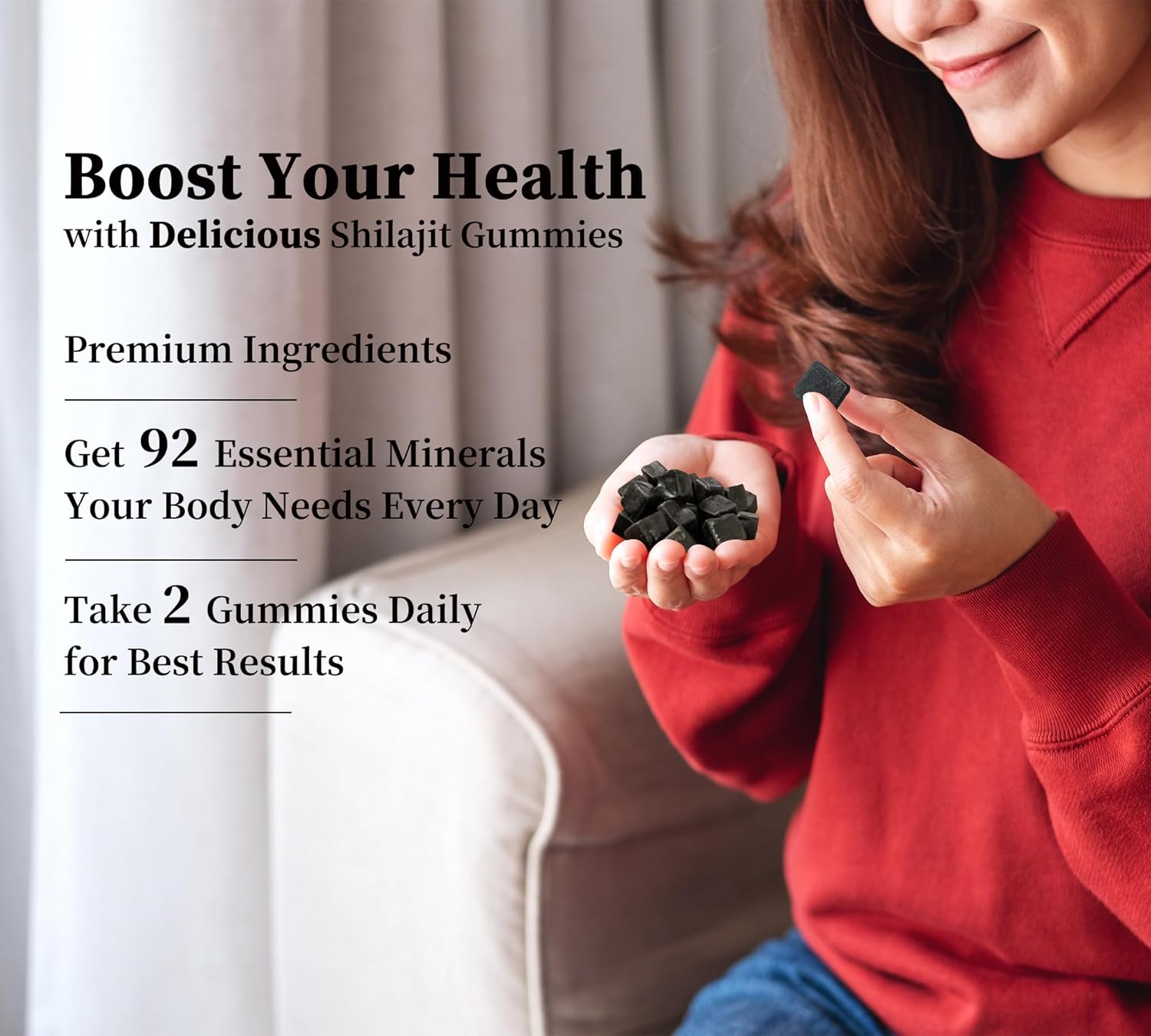 Shilajit Gummies With Ashwagandha, Turmeric - Organic, Zero Sugar & Vegan-Friendly Himalayan Shilajit For Men & Women - Immune Support & Overall Health, Enriched With Trace Minerals - 90 Count