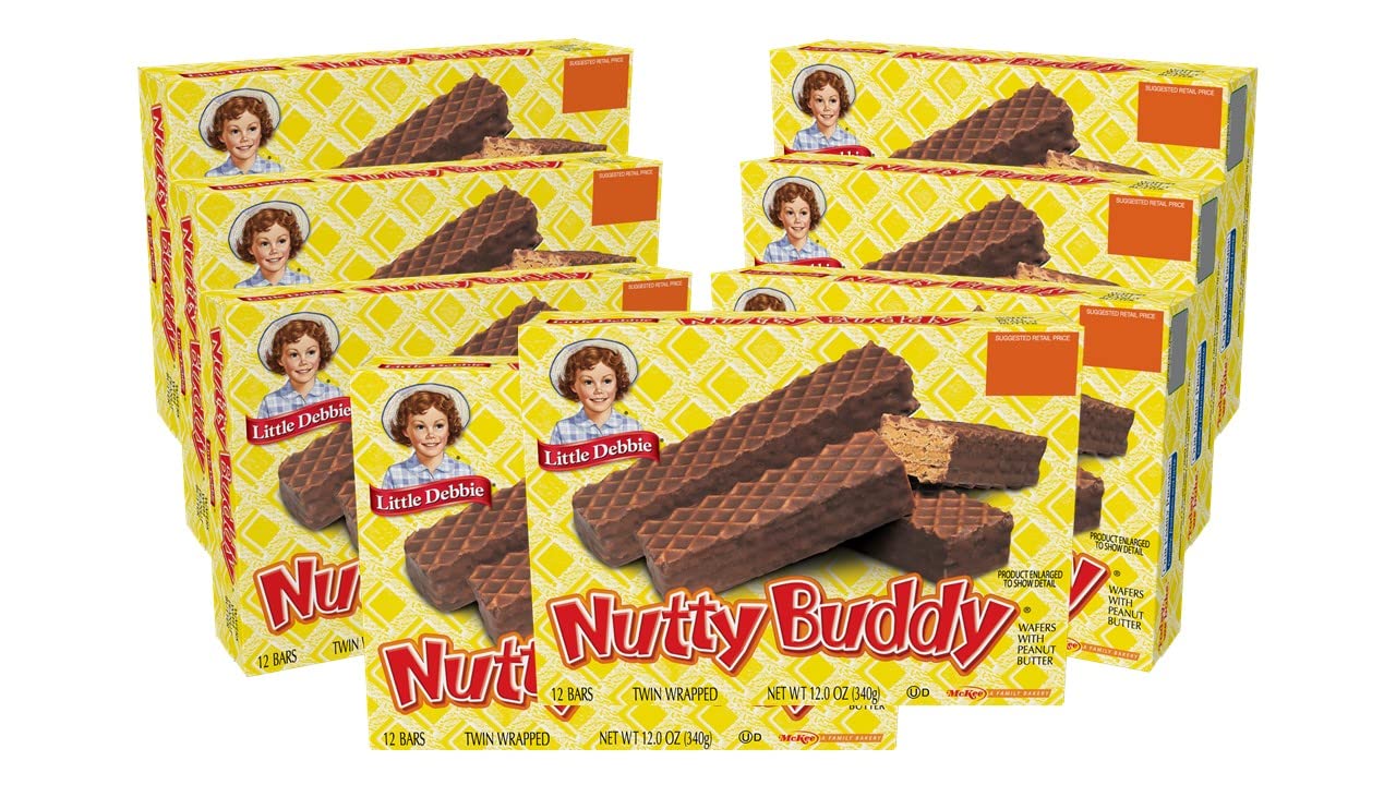 Little Debbie Nutty Buddy Wafer Bars, 96 Twin-Wrapped Wafer Bars (Pack Of 8)