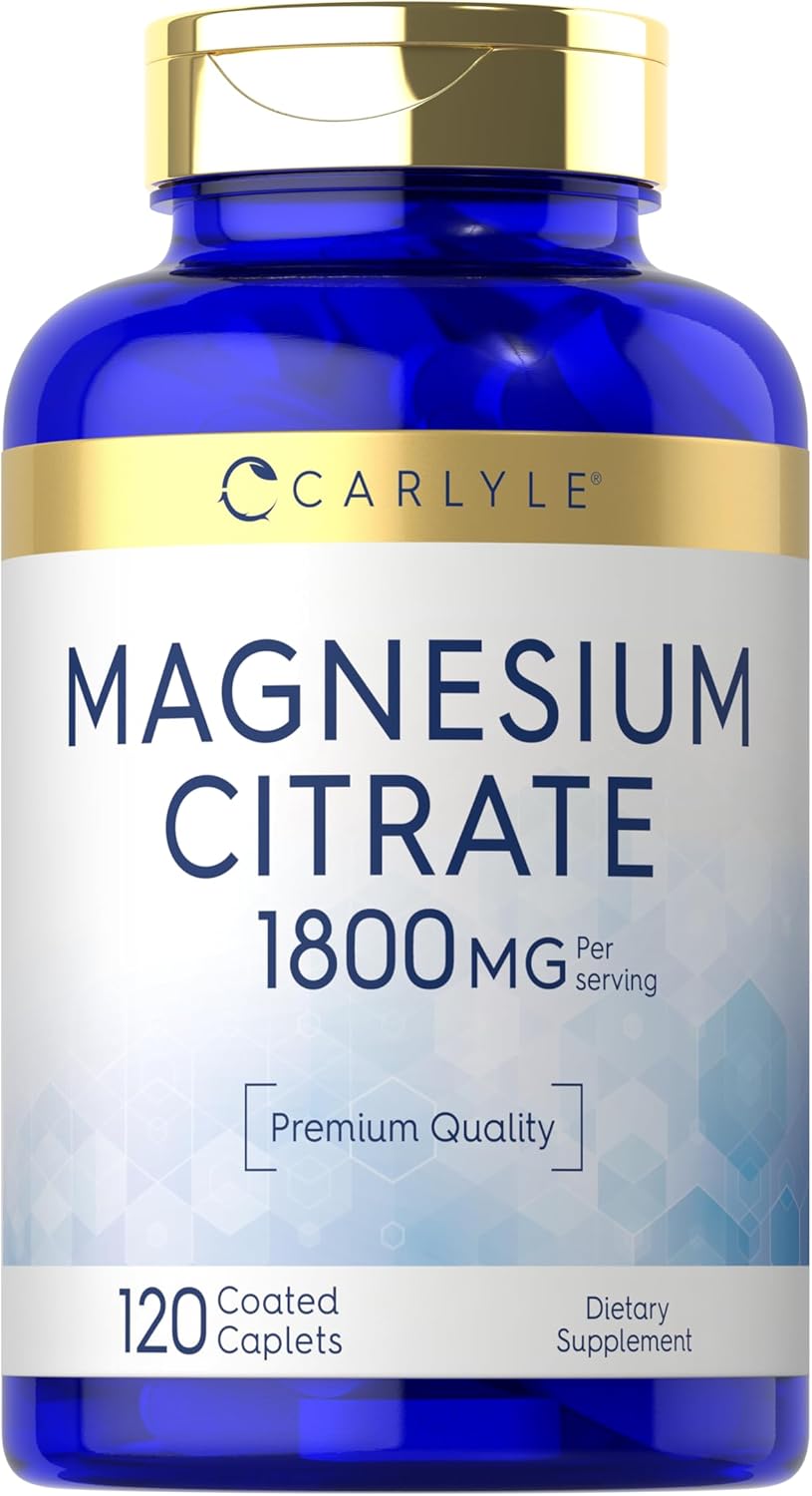 Carlyle Magnesium Citrate | 1,800Mg | 120 Coated Caplets | Vegetarian, Non-Gmo, And Gluten Free Supplement