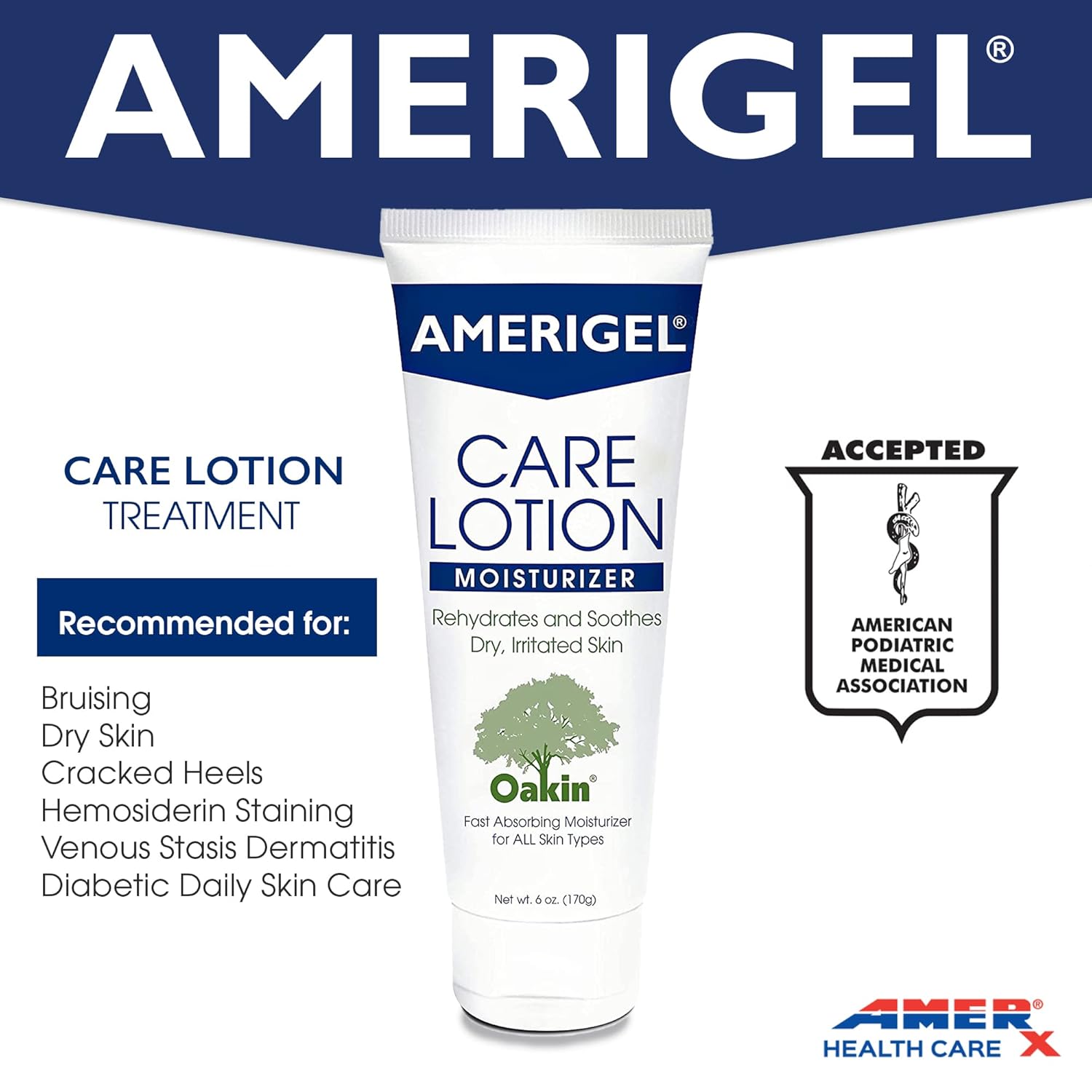 Amerigel Care Lotion Bundle - Hypoallergenic Moisturizer (6 Oz.) Rehydrates & Soothes Dry Skin - Care Lotion For Diabetic Skin Care (16 Oz.) Soothes Irritated Skin : Beauty & Personal Care