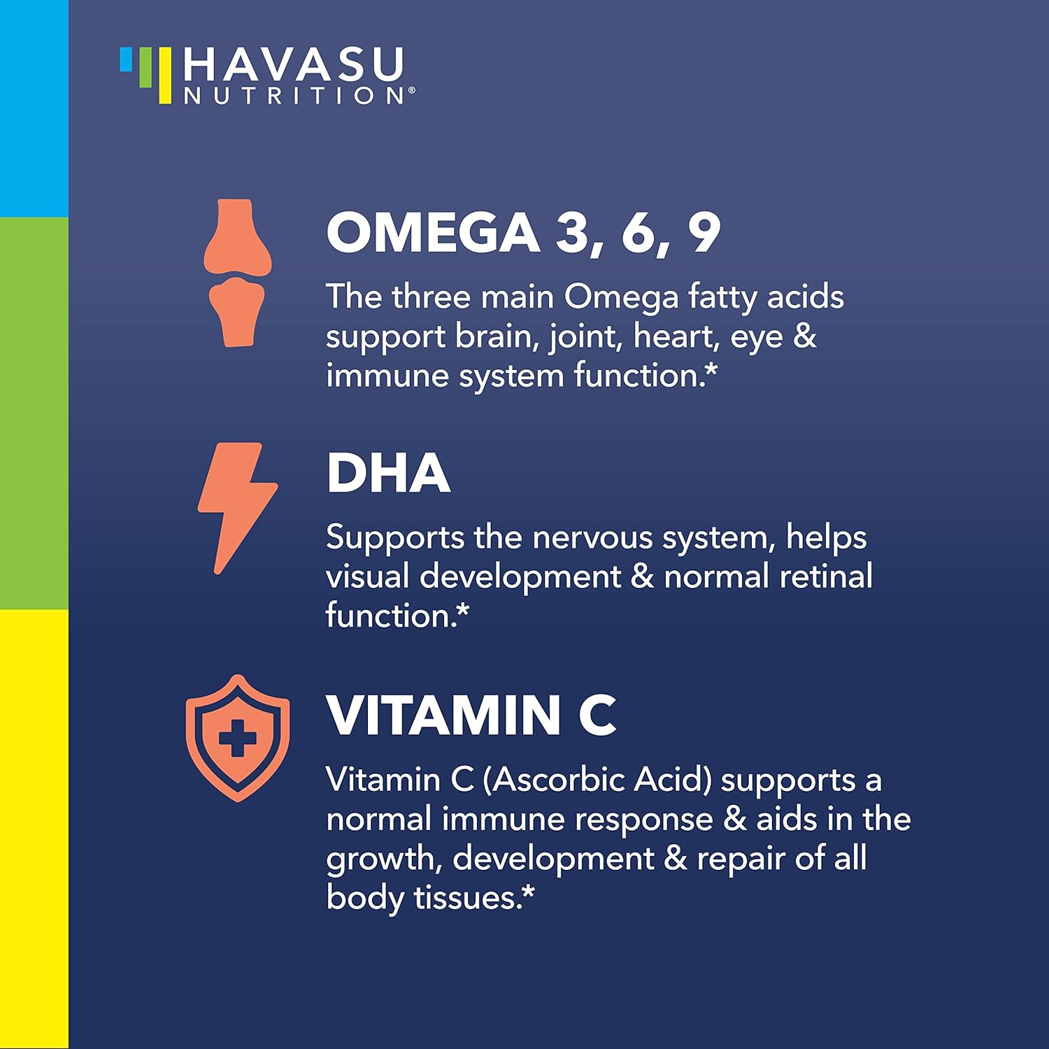 Omega 3-6-9 Gummies + DHA Vegetarian Friendly | Supports Brain, Joint,