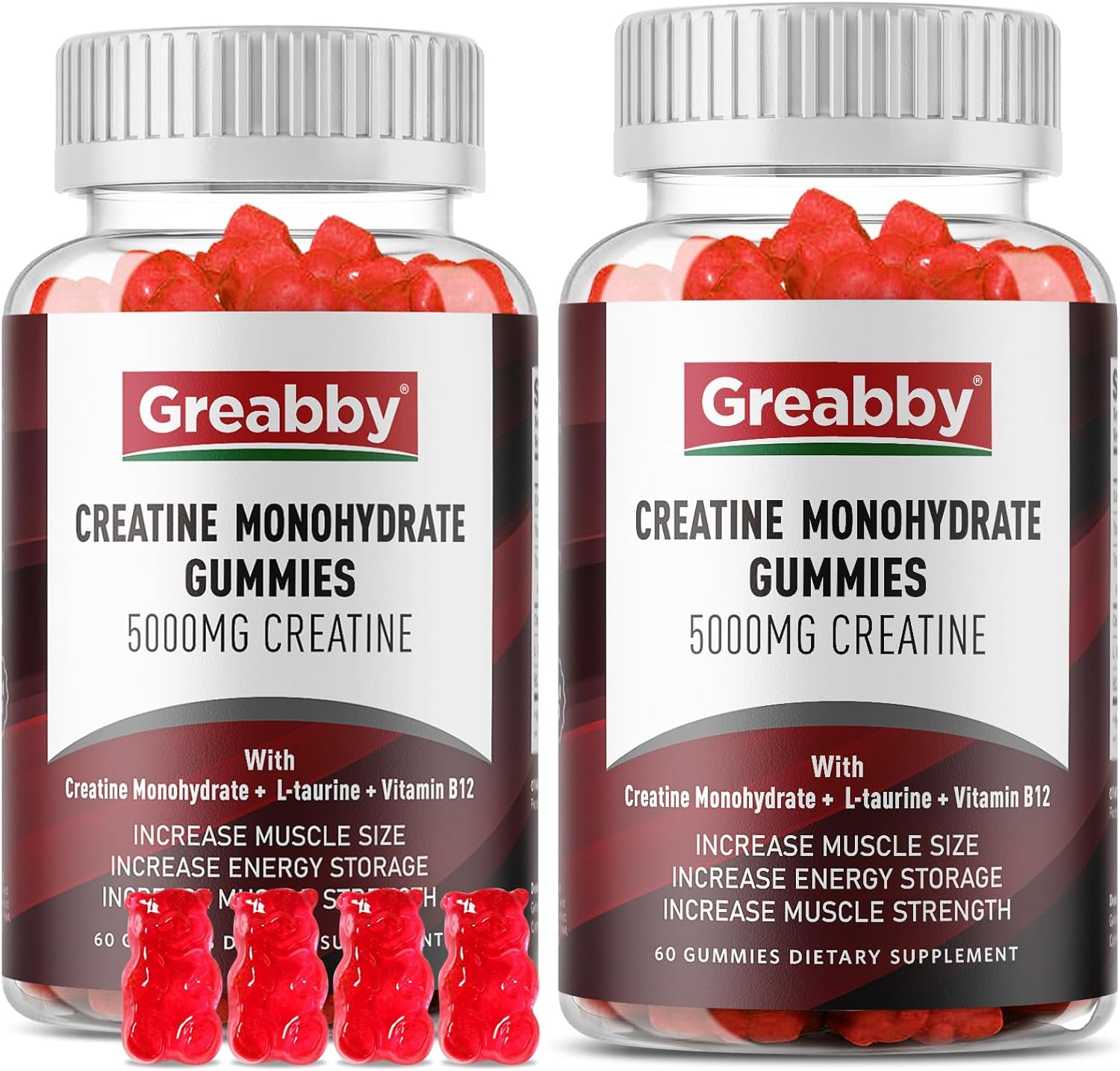 Creatine Monohydrate Gummies - 5G Creatine Monohydrate For Women & Men, L-Taurine, B12, Creatine Chews For Muscle Growth, Increase Strength And Build Muscle, Mixed Berry Flavor 120 Count