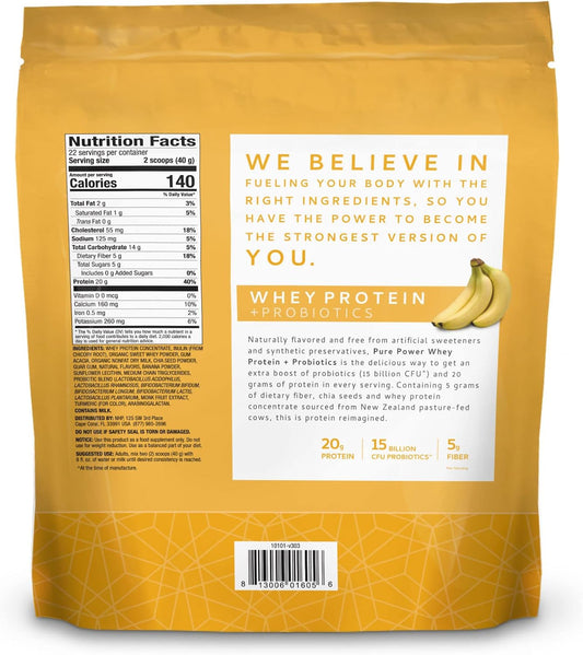 Dr. Mercola Pure Power Whey Gusset, Banana, 22 Servings (1 Lb 15 Oz), Non Gmo, Gluten Free, Soy Free