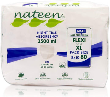 Tendercare Nateen - Adult Incontinence Pants - 80 Extra Large Adult Night Time Pull Up Pants - Disposable Pants for Men & Women - Discreet Incontinence Maxi Pants - 3500ml Absorbency