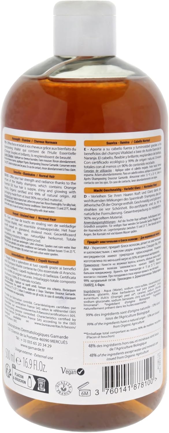 Orange Vitality Shampoo - Normal Hair By Gamarde For Unisex - 16.9 Oz Shampoo