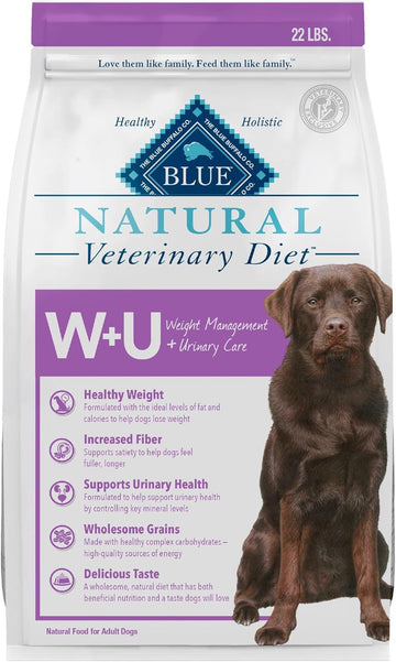 Blue Buffalo Natural Veterinary Diet W+U Weight Management + Urinary Care Dry Dog Food, Veterinarian Prescription Required, Chicken, 22-Lb. Bag