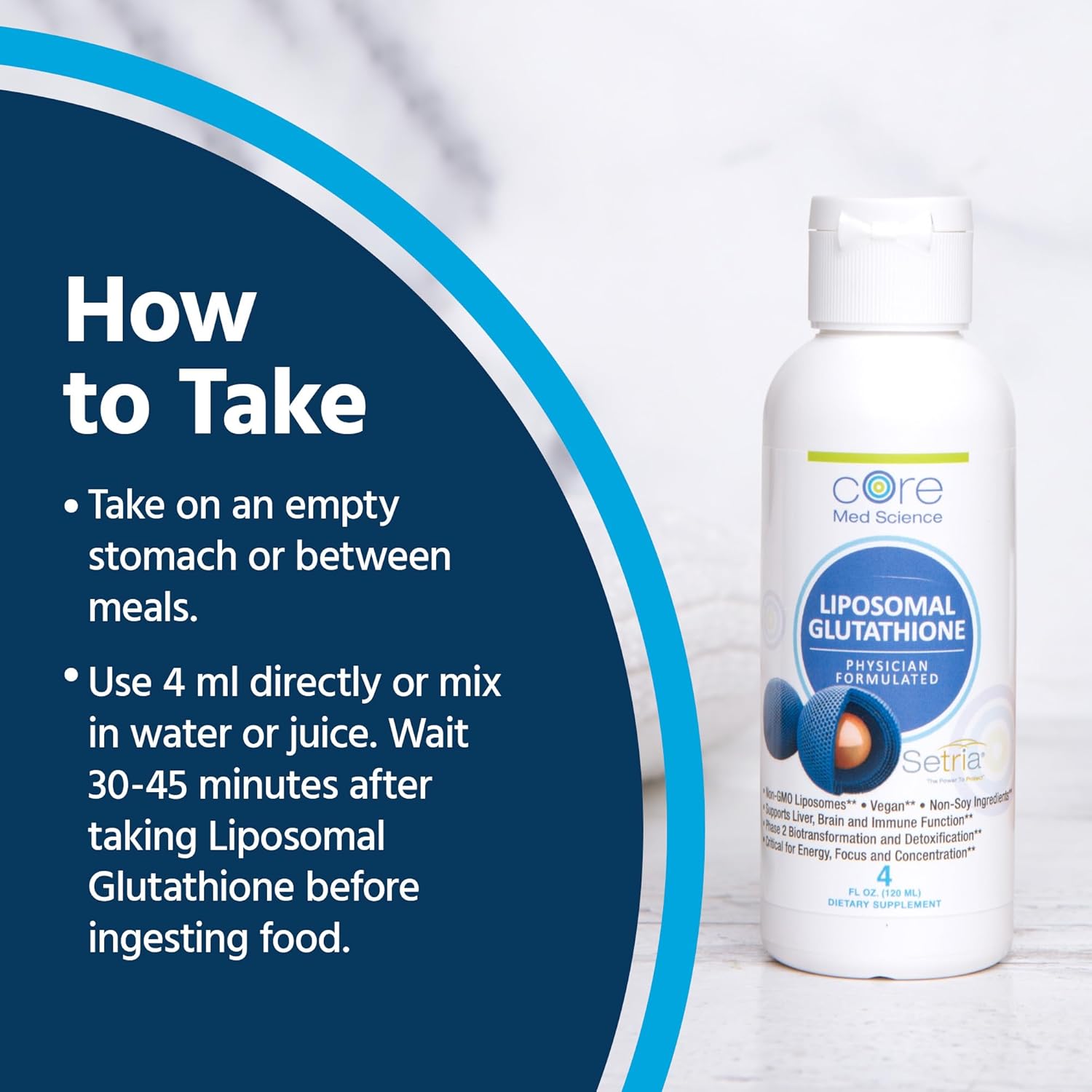 Core Med Science Liposomal Glutathione Liquid Supplement (500Mg, 4 Fl Oz) - Pure Reduced Setria With Phospholipid Complex - Antioxidant Supplement For Energy, Brain Health, Skin & Liver Health : Health & Household