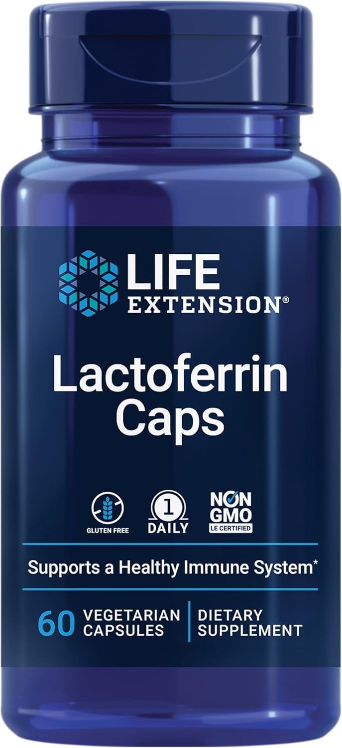 Life Extension Lactoferrin Caps, Healthy Immune Response, Gi Support, Vision Health, Gluten-Free, Non-Gmo, 1-Daily, Vegetarian, 60 Capsules