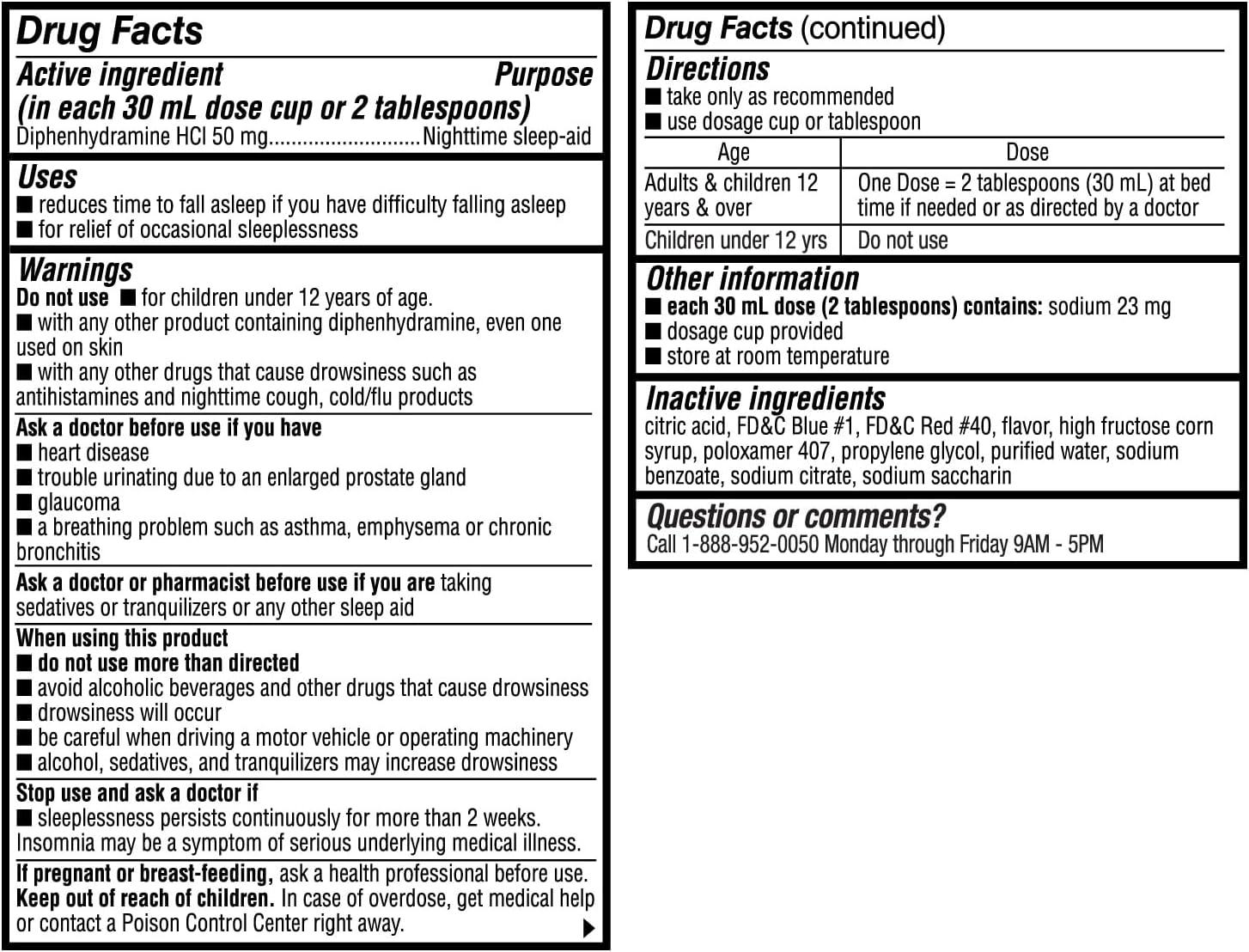 HealthA2Z® Nighttime Sleep Aid | Diphenhydramine 50mg HCl 12 Fluid Ounce | Fast Acting | Non-Habit Formin | Berry Flavored Liquid : Health & Household