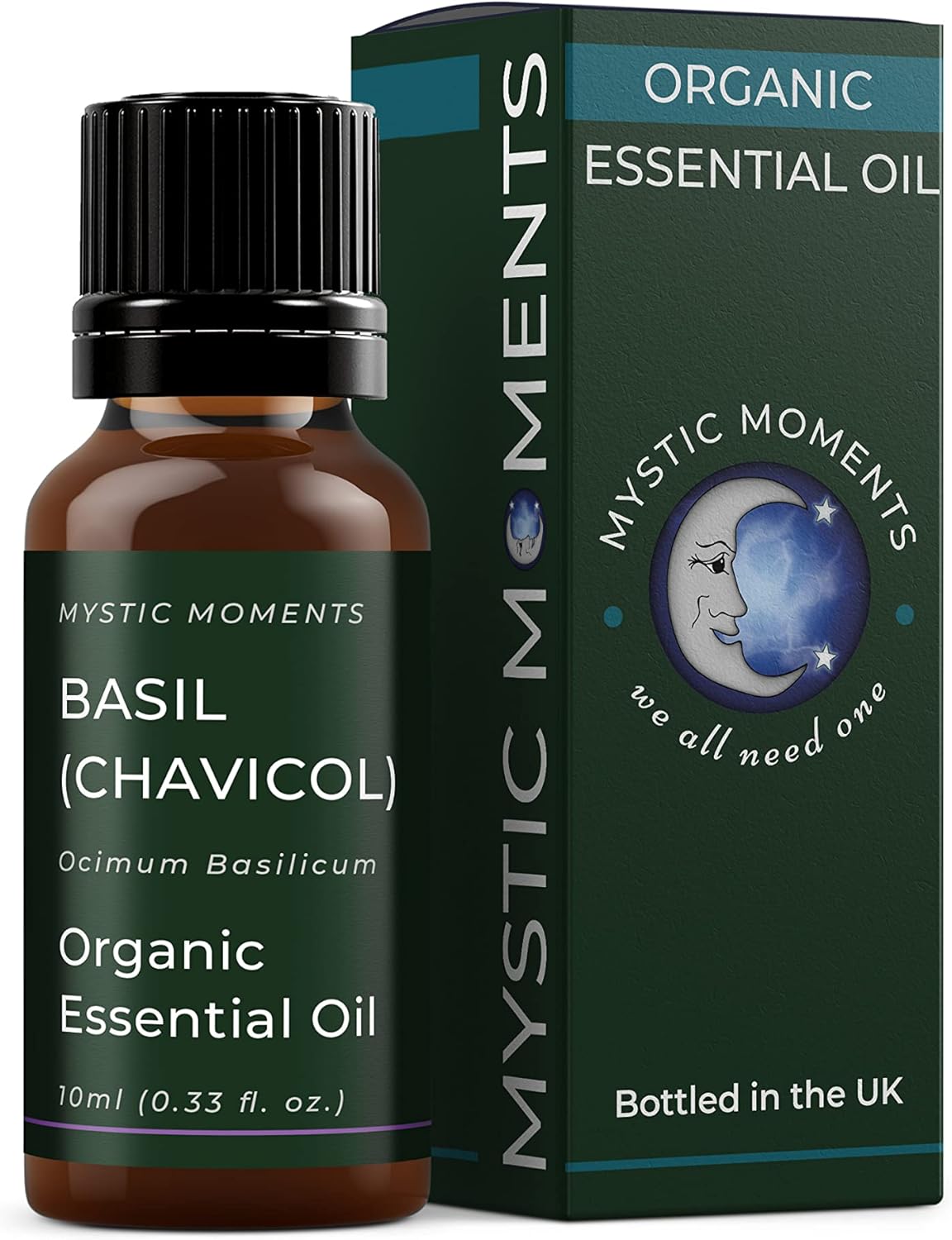 Mystic Moments | Organic Basil (Chavicol) Essential Oil 10ml - Pure & Natural oil for Diffusers, Aromatherapy & Massage Blends Vegan GMO Free