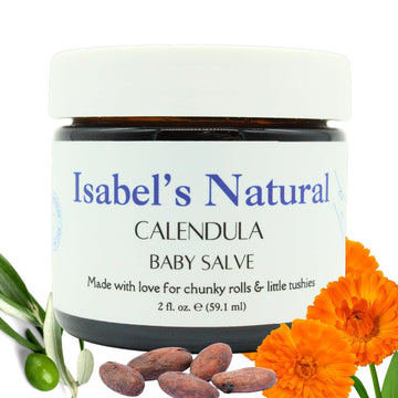 Isabel's Natural Multipurpose Baby Calendula Salve, All Over Gentle Skin Protection for Newborns & Up, Soothes Dry Irritated Skin, Diaper Rash, Drool Rash, Fragrance Free, Phthalate Free, 2 oz