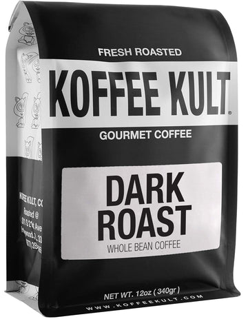 Koffee Kult Dark Roast Coffee Beans - Rich & Bold With Chocolate & Cinnamon Notes, Smooth Finish 100% Arabica, Ethically Sourced, Resealable 12Oz