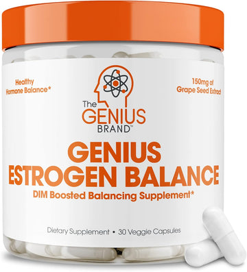 Genius Estrogen Balance, Dim Supplement - Estrogen Blocker For Men & Women - Hormones, Hormonal Acne & Menopause - Anti-Estrogen Aromatase Inhibitor With Grape Seed Extract & Bioperine - 30 Capsules