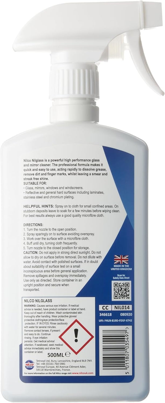 Nilco Professional Nilglass Smear-Free Glass And Mirror Cleaner, 500 Ml (Pack Of 1)