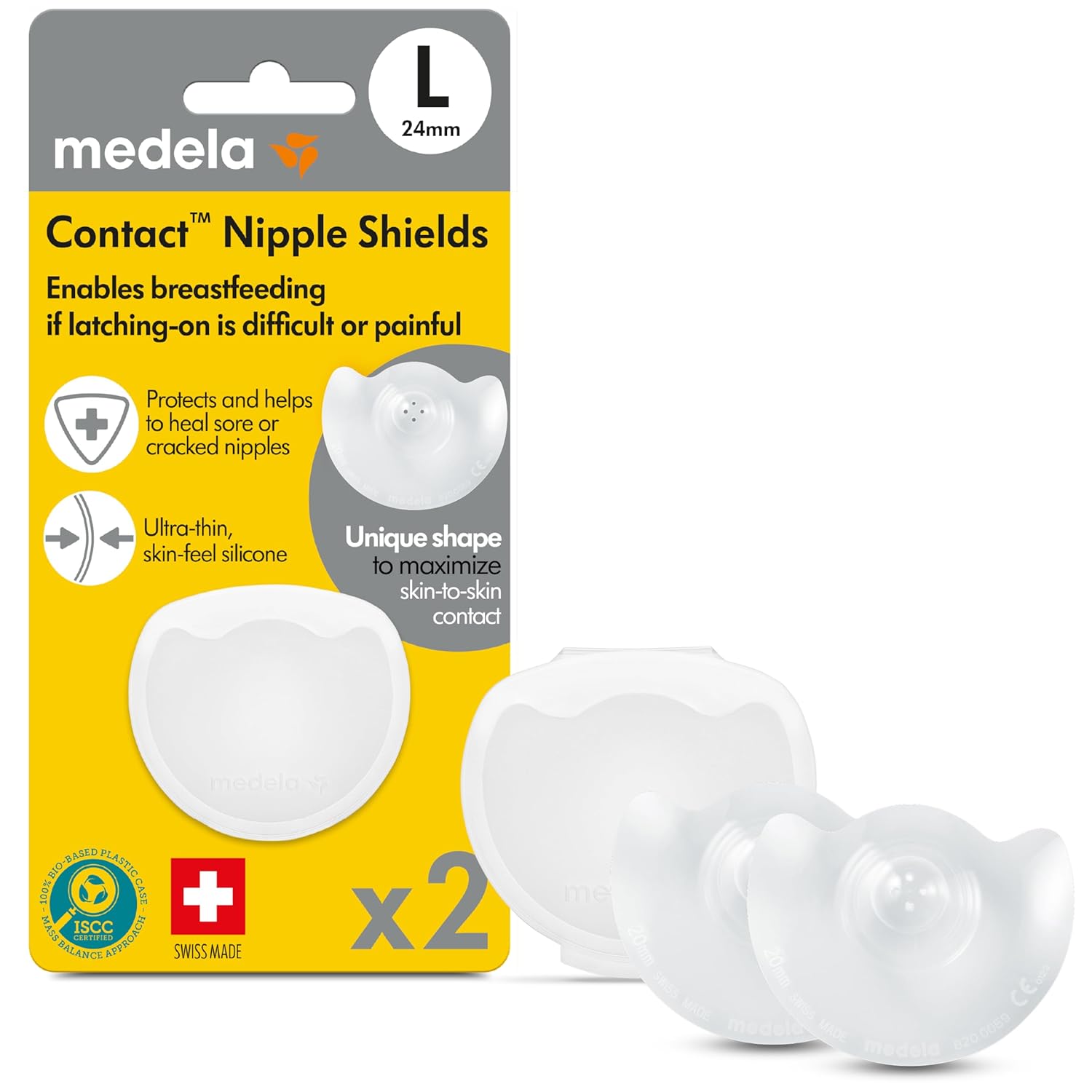 Medela Contact Nipple Shields, Medium 20Mm | For Latching Difficulties During Breastfeeding, Flat Or Inverted Nipples