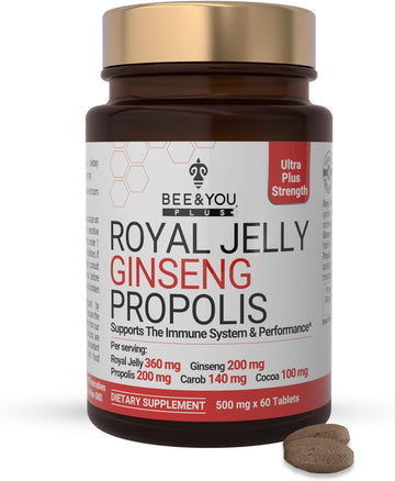 Bee and You Royal Jelly with Ginseng, Propolis Extract, 60ct, 100% Nat