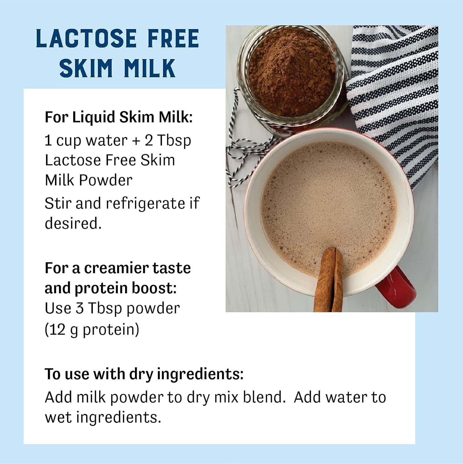 Judee’s Lactose Free Skim Milk Powder 1.5 lb (24 oz) - 100% Non-GMO and rBST Hormone-Free - Low Carb - Gluten-Free and Nut-Free - Made from Real Dairy - Great for Reconstituting and Baking : Grocery & Gourmet Food