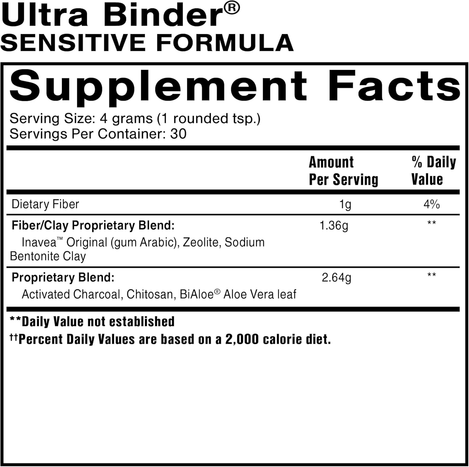 Quicksilver Scientific Ultra Binder Sensitive Formula - Gut Health Supplement with Activated Charcoal, Bentonite Clay - Cleansing Support Powder (120g) : Health & Household