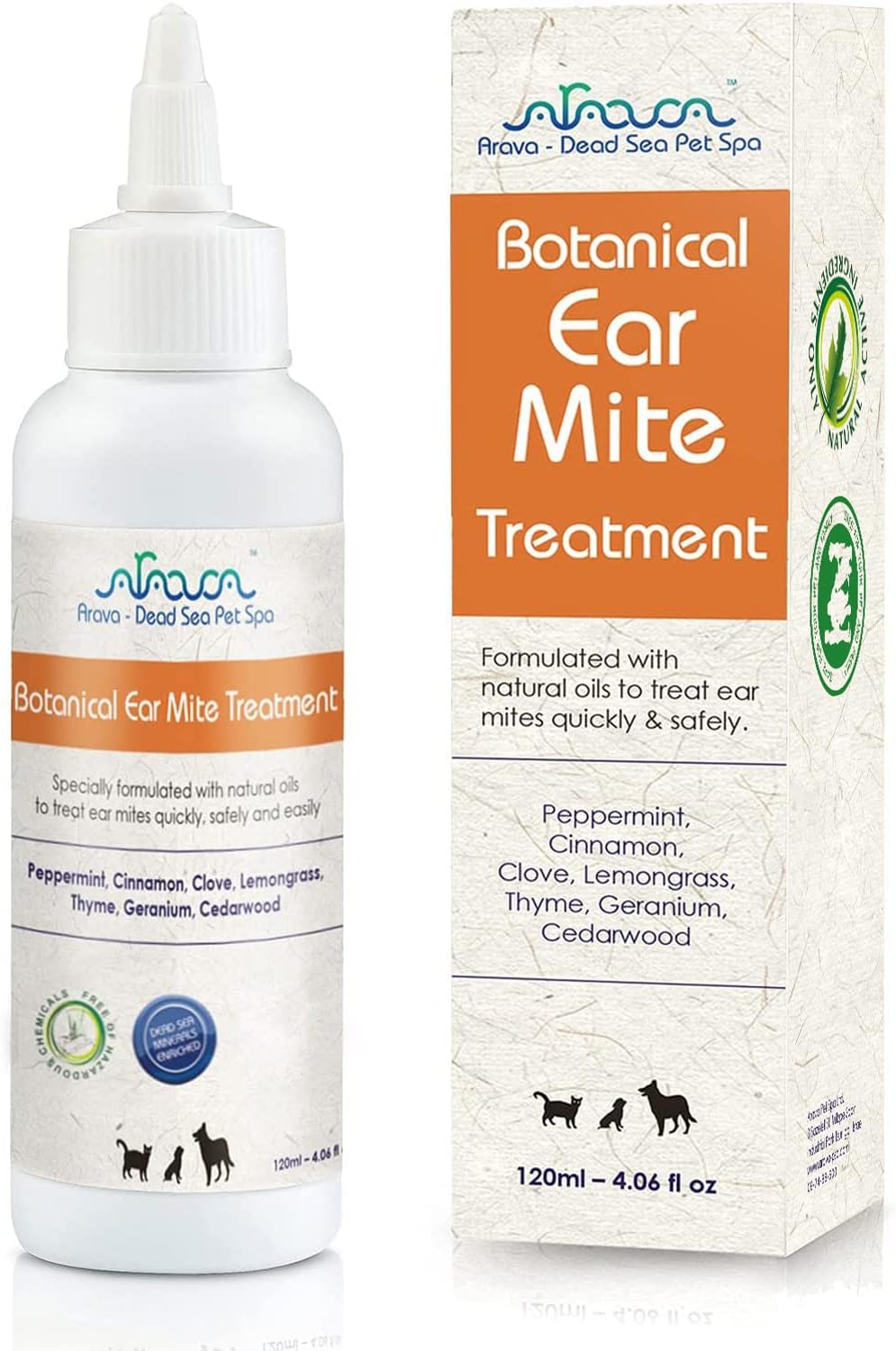 Arava Natural Ear Mite Treatment for Cats and Dogs - Effective Ear Cleaning Drops for Cat and Dog Ear Mites and Prevent Infections - NOT for Cats Under 13 LBS & Puppies Under 9 Months