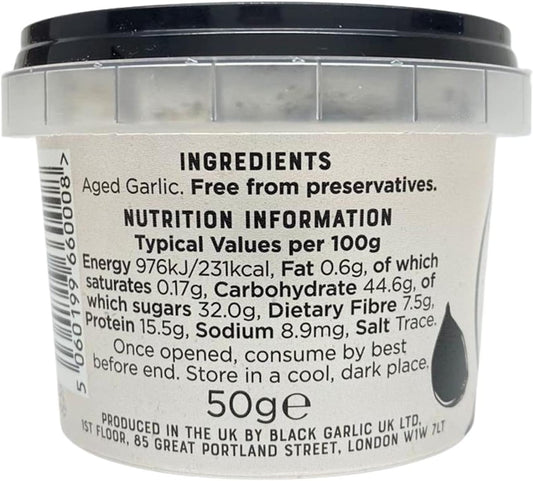 The Original Black Garlic Sweet & Savoury Peeled Cloves 50G - Gourmet, Aged To Perfection, Ready-To-Eat, 100% Natural & Vegan